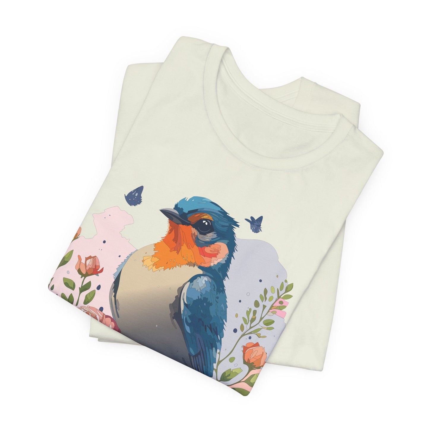Floral Bird Tee, Animal Shirt, Bird Shirt, Floral Tee, Flower T-shirt, T-Shirt with Animal