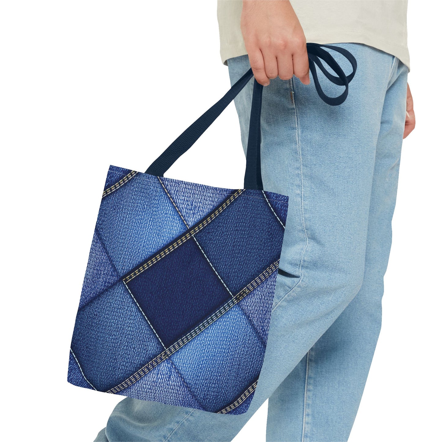 Denim Fabric Imitation Print Unisex Canvas Bag Poly Spun 3 Sizes Tote Bag 105