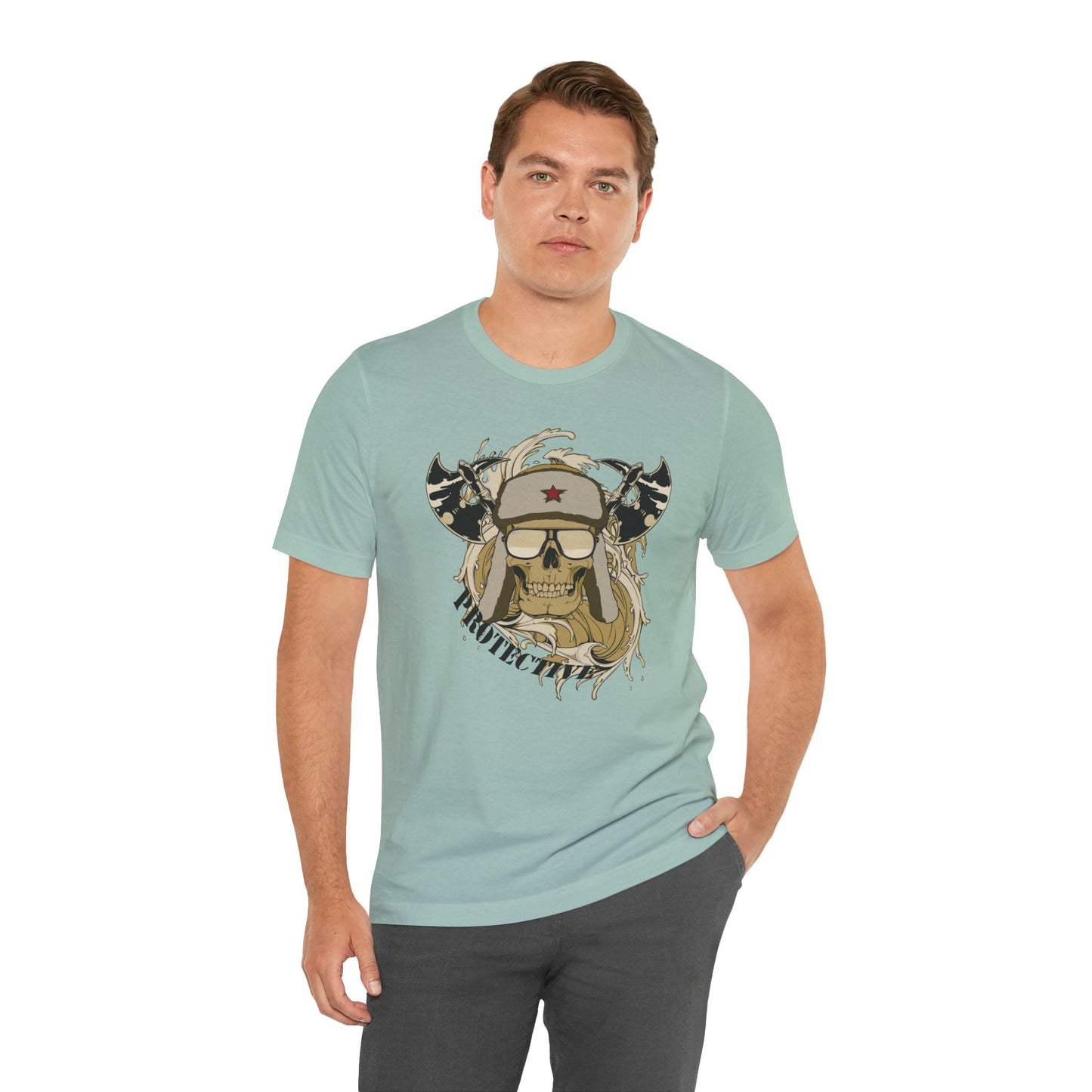 Viking Skull Graphic with Horned Helmet T-Shirt Captain Design Tee Art-41