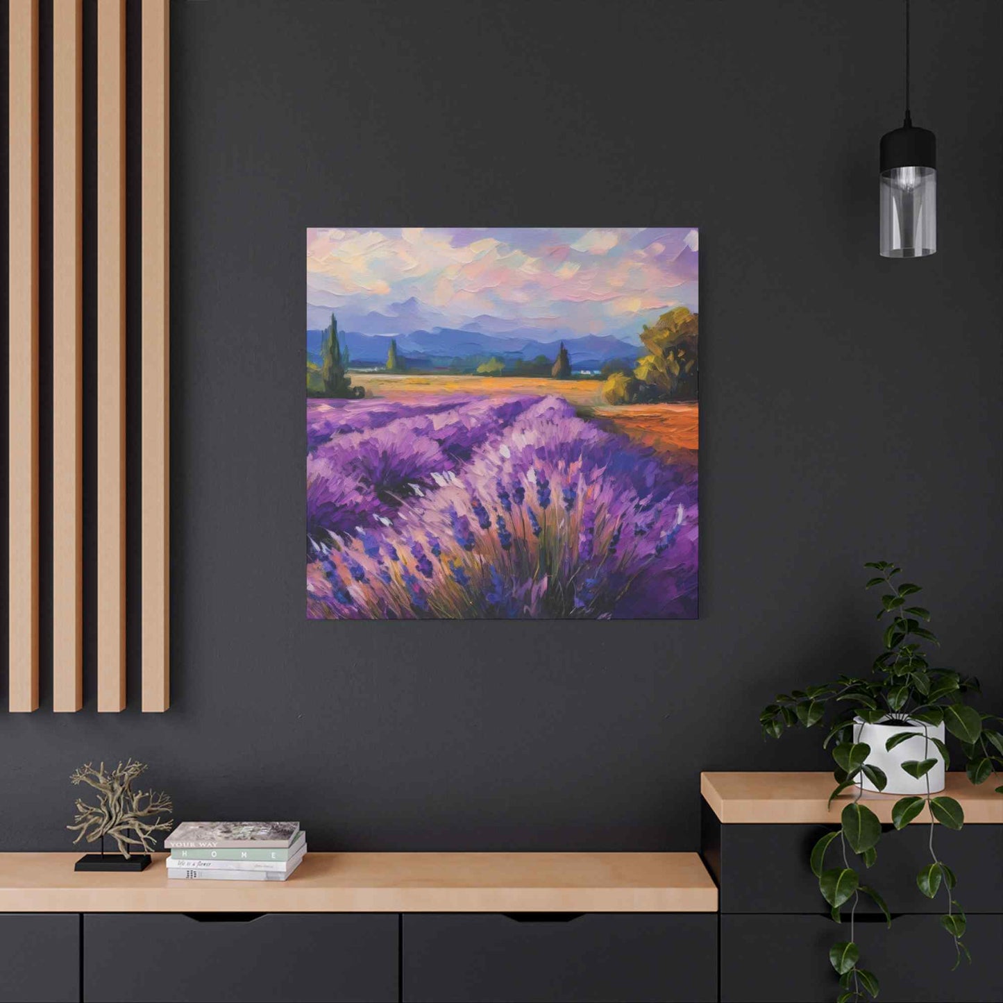 Lavender Landscape Print Canvas, Landscape Oil Paint Print 20x20, 24x24, 30x30, 32x32, 36x36 Art Design Print Non-Frame MC-34