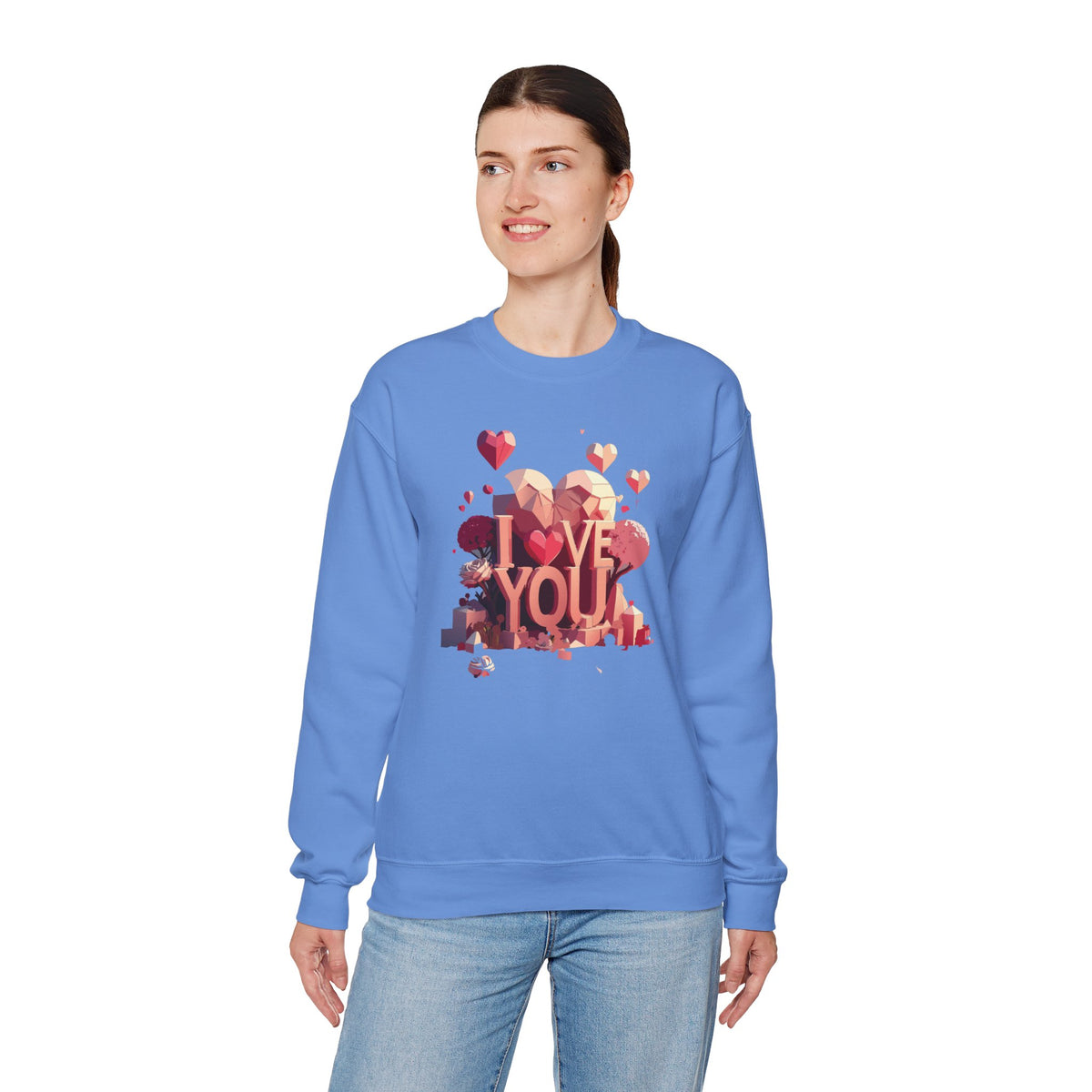 Unisex Big Heart Love Sweatshirt, Love Heart Sweatshirt, Floral Love Sweatshirt, 50/50 Cotton-Poly Valentine's Day Sweatshirt 10