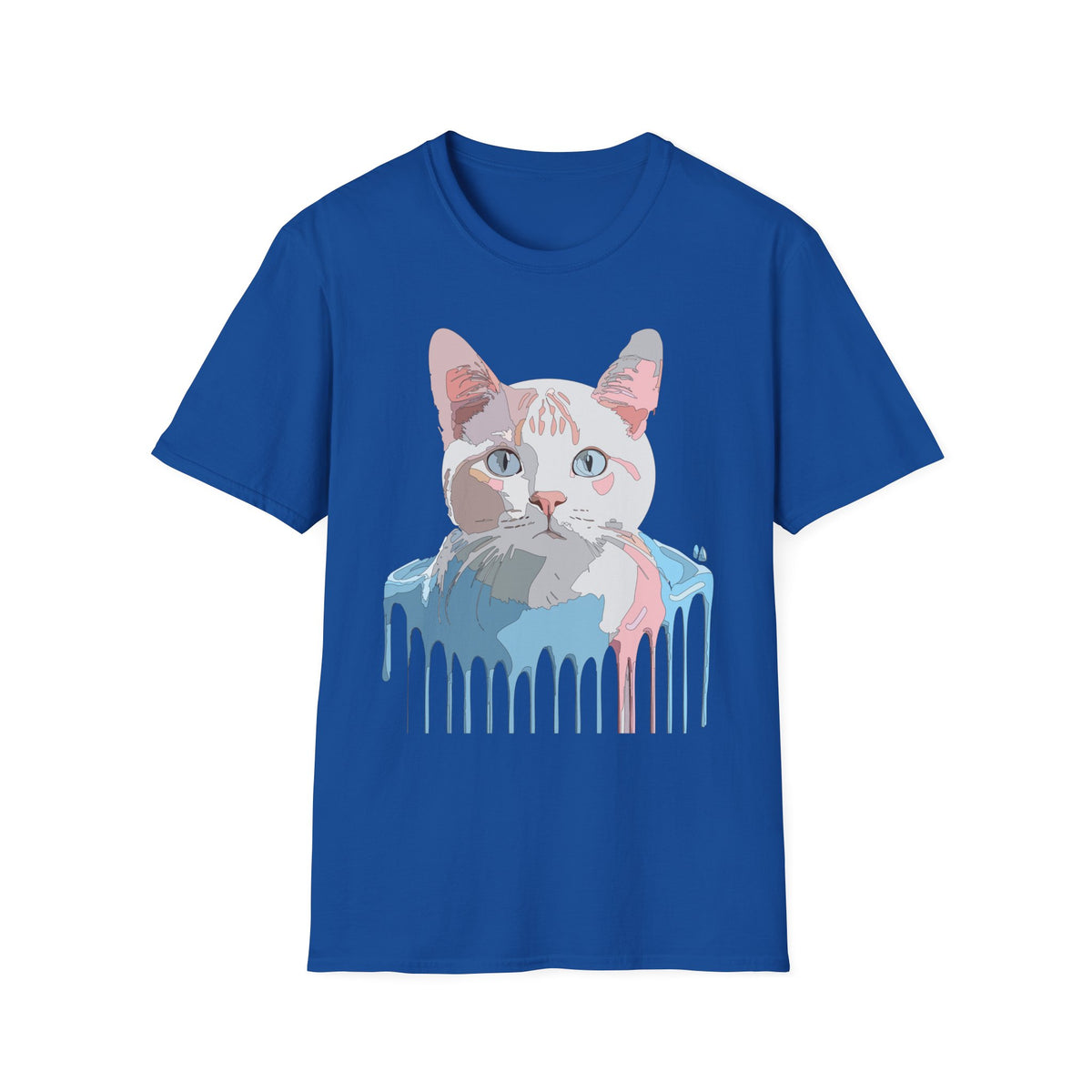 Pastel Cat Portrait T-Shirt | Watercolor Kitty Face Tee