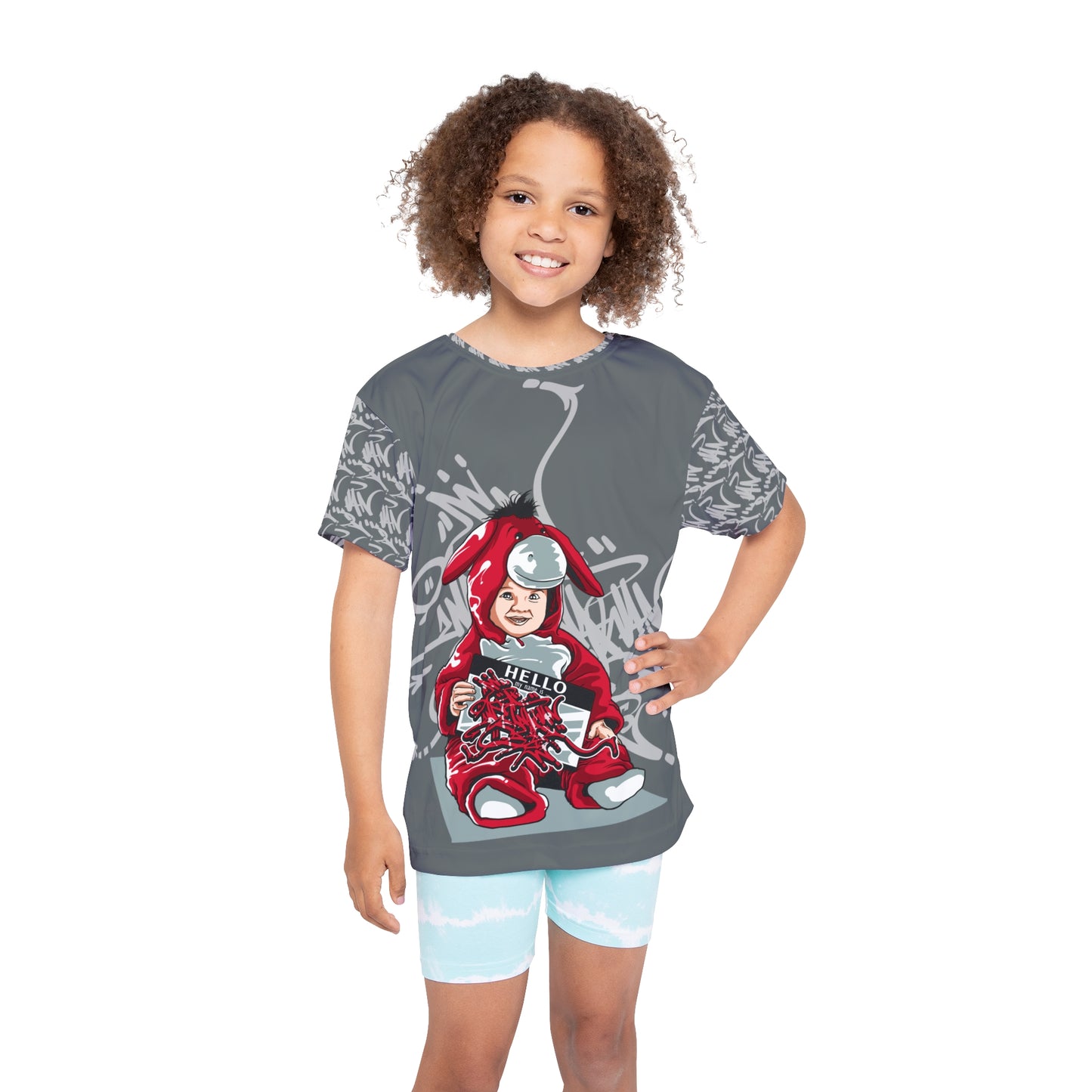 Racing Donkey Kids Shirt, Cartoon Go-Kart Graphic Kids T-Shirt, Kids Art Design Print Jersey