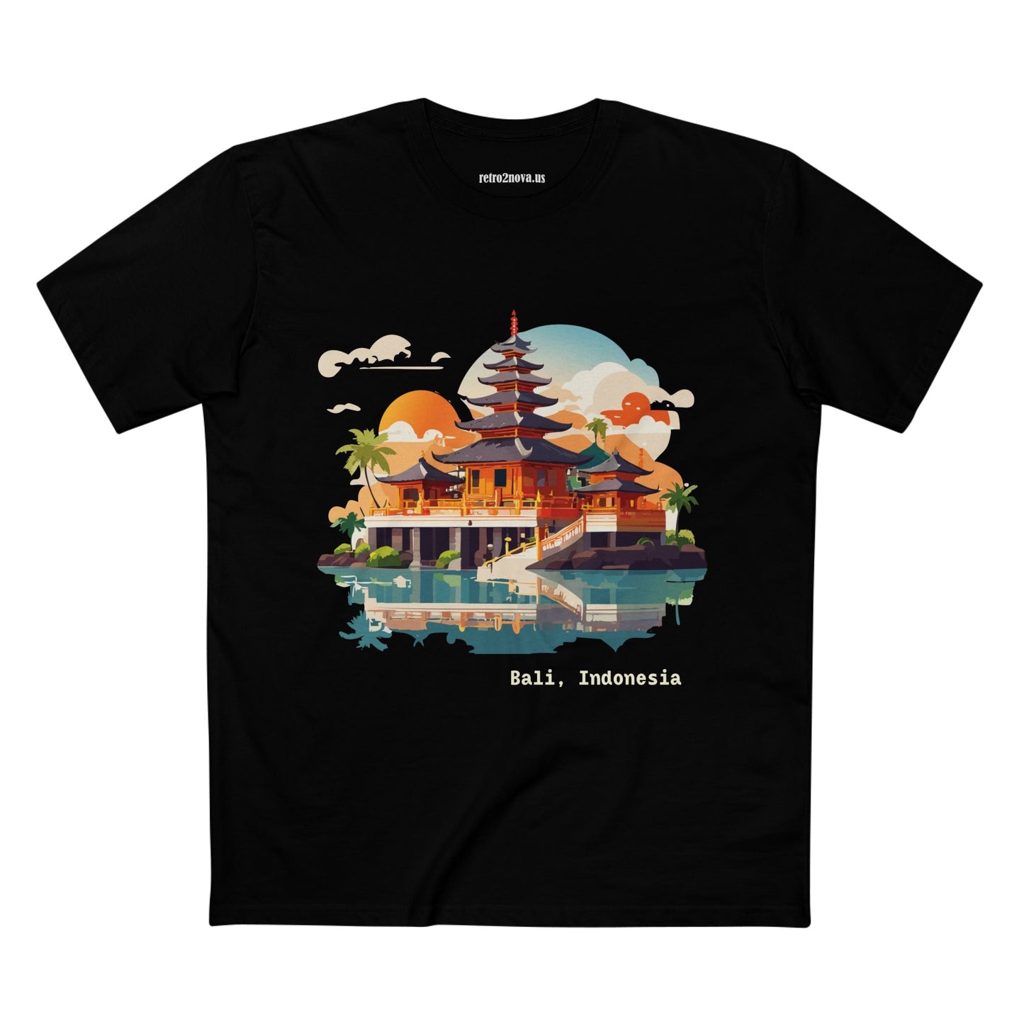 Unisex Bali Travel Shirt With Original Art Design Premium Cotton Tee From Retro2Nova Collection