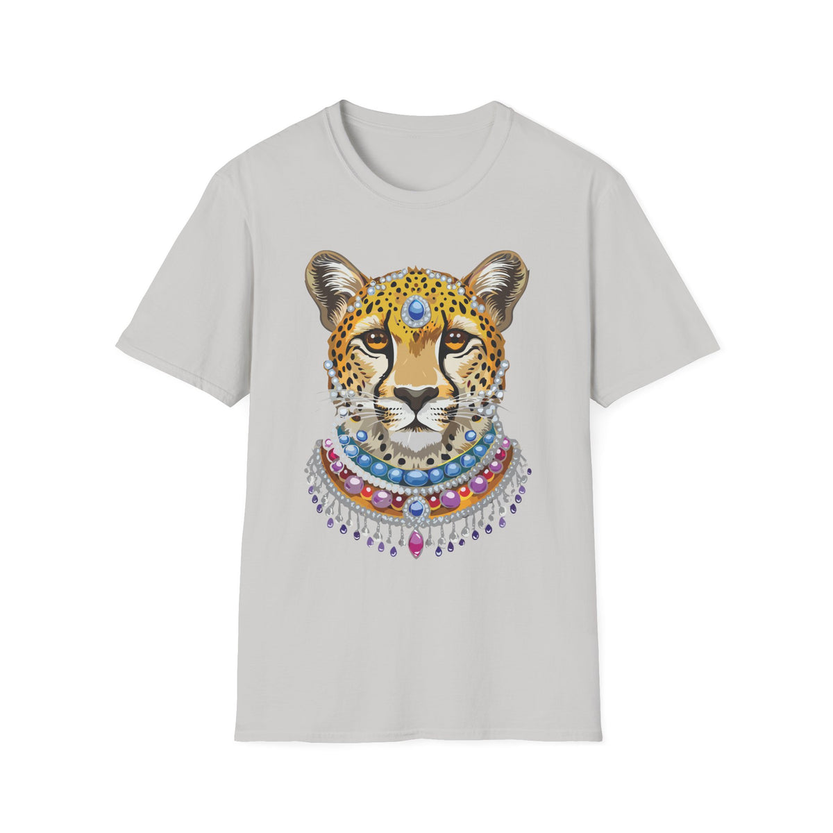 Jeweled Cheetah Face T-Shirt | Boho Leopard Portrait Shirt