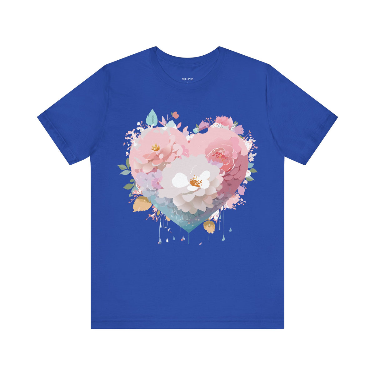 Valentine's Day Graphic Unisex Cotton Bella+Canvas Tee with Floral Art Design d120
