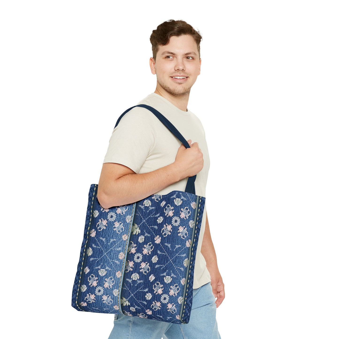 Denim Fabric Imitation Print Unisex Canvas Bag Poly Spun 3 Sizes Tote Bag 120
