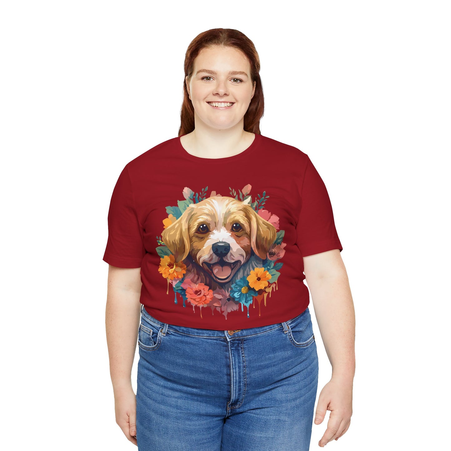 Floral Dog Tee, Animal Shirt, Dog Shirt, Floral Tee, Flower T-shirt, T-Shirt with Animal, Summer Top with Art Design
