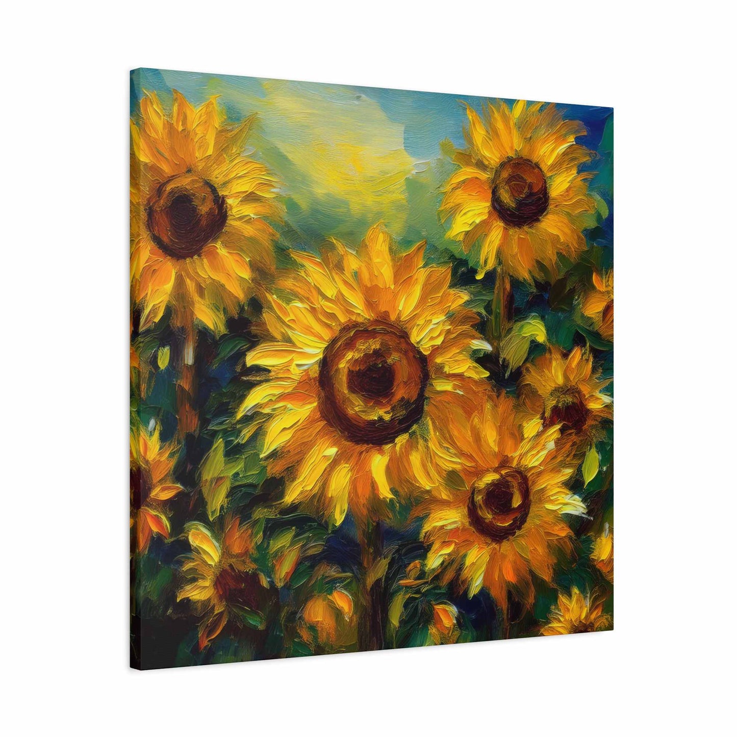 Sunflowers Print Canvas, Flowers Oil Paint Print 20x20, 24x24, 30x30, 32x32, 36x36, Floral Art Design Print Non-Frame MC-24