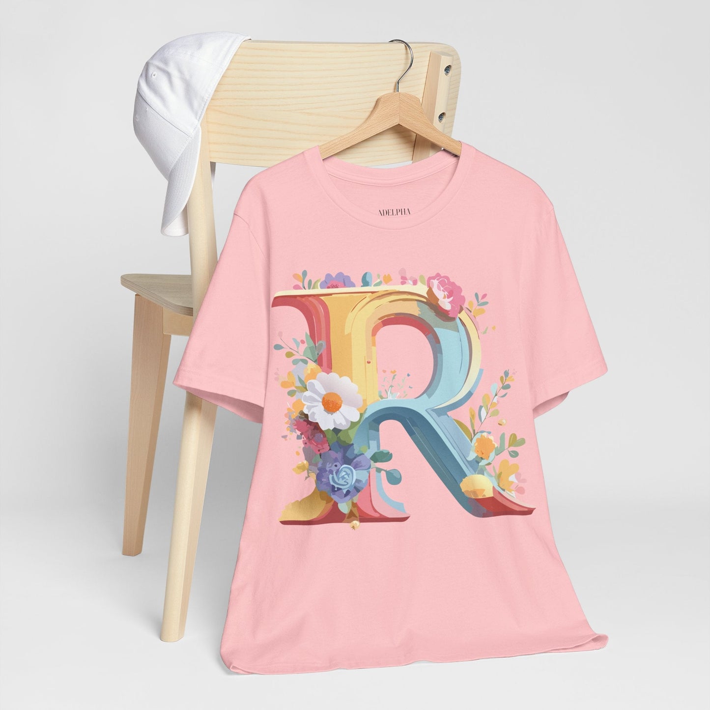 Adelpha Letter R Graphic Tee Unisex Short Sleeve Vintage Style Art Design Artwork Premium Fit