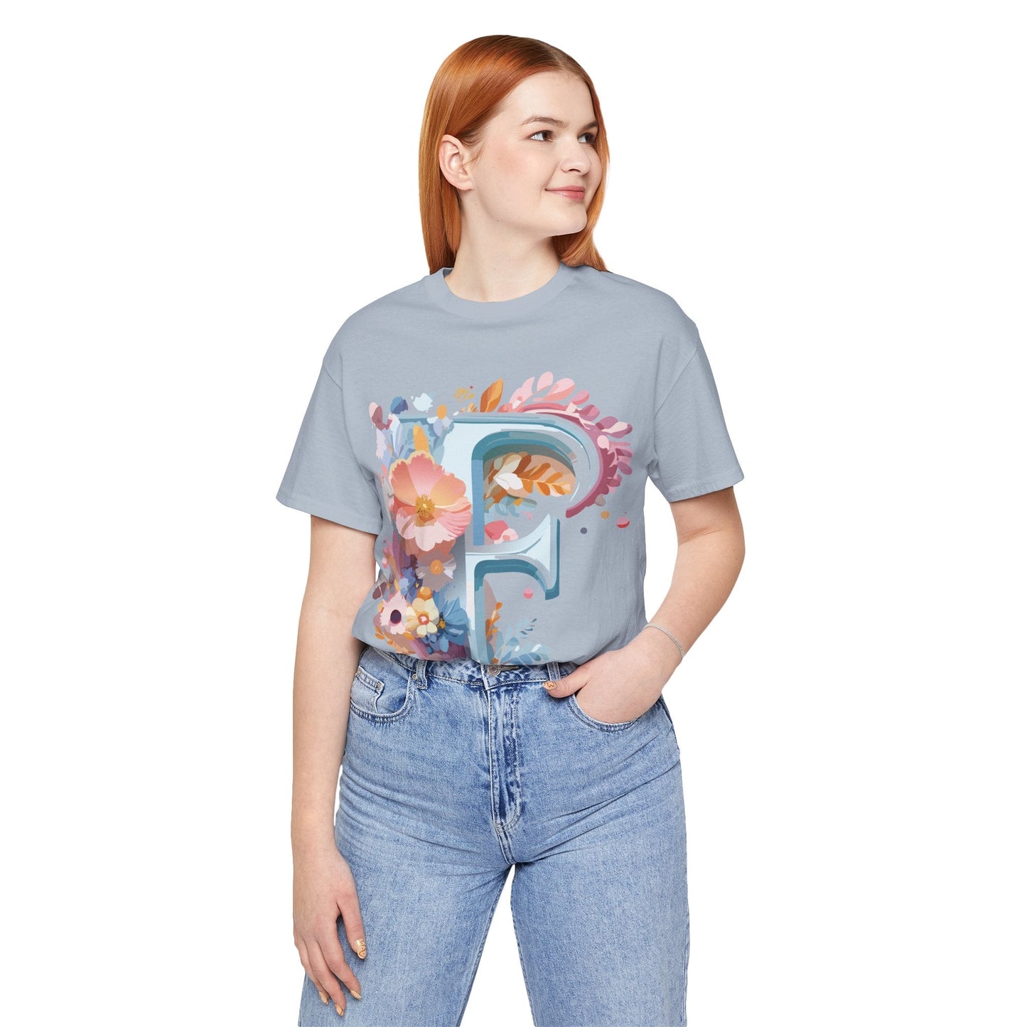Letter F Shirt Unisex Graphic Tee Jersey Short Sleeve by Adelpha Vintage Inspired Art Design