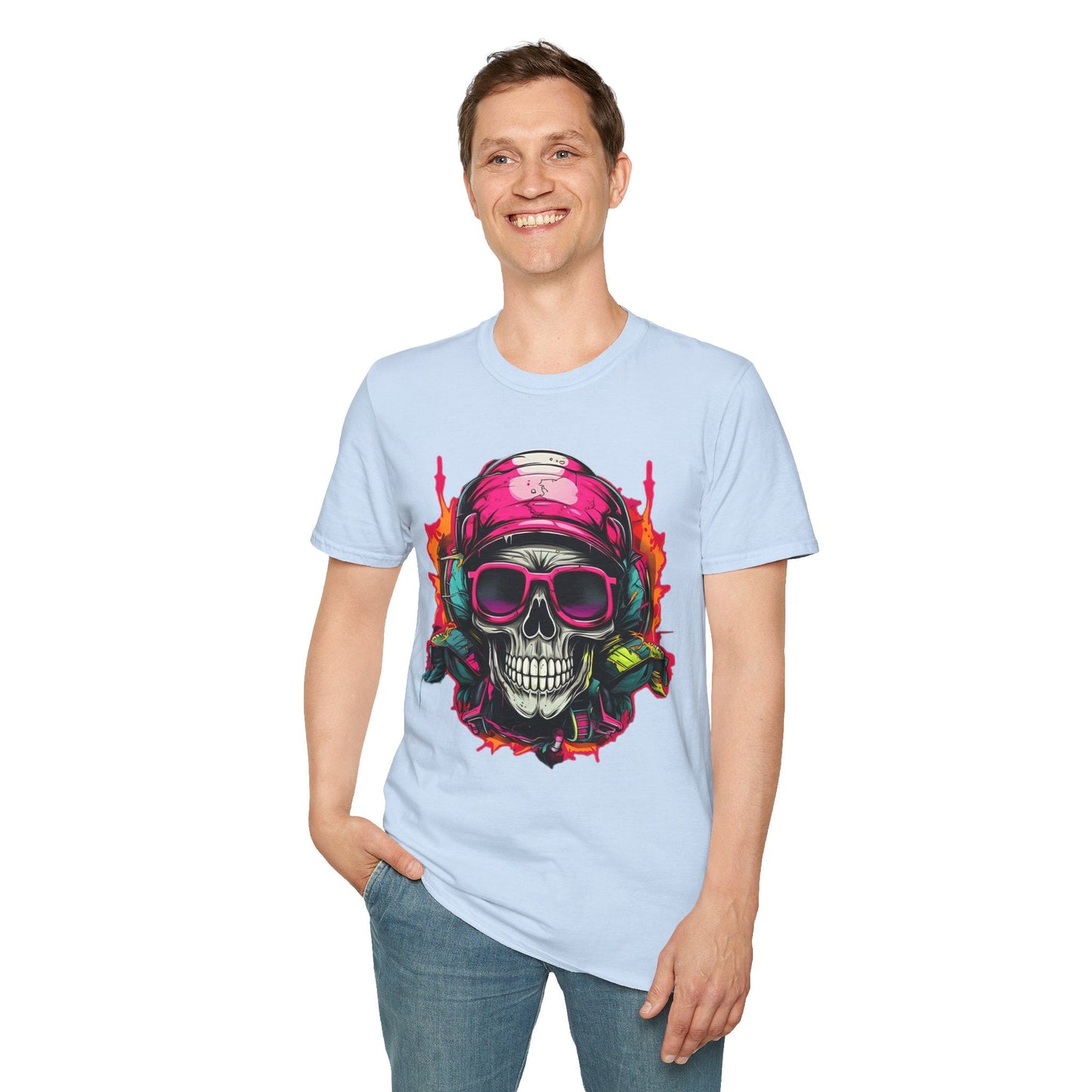 Skull Graphic Unisex Cotton T-shirt with Skeleton Artwork Design 25