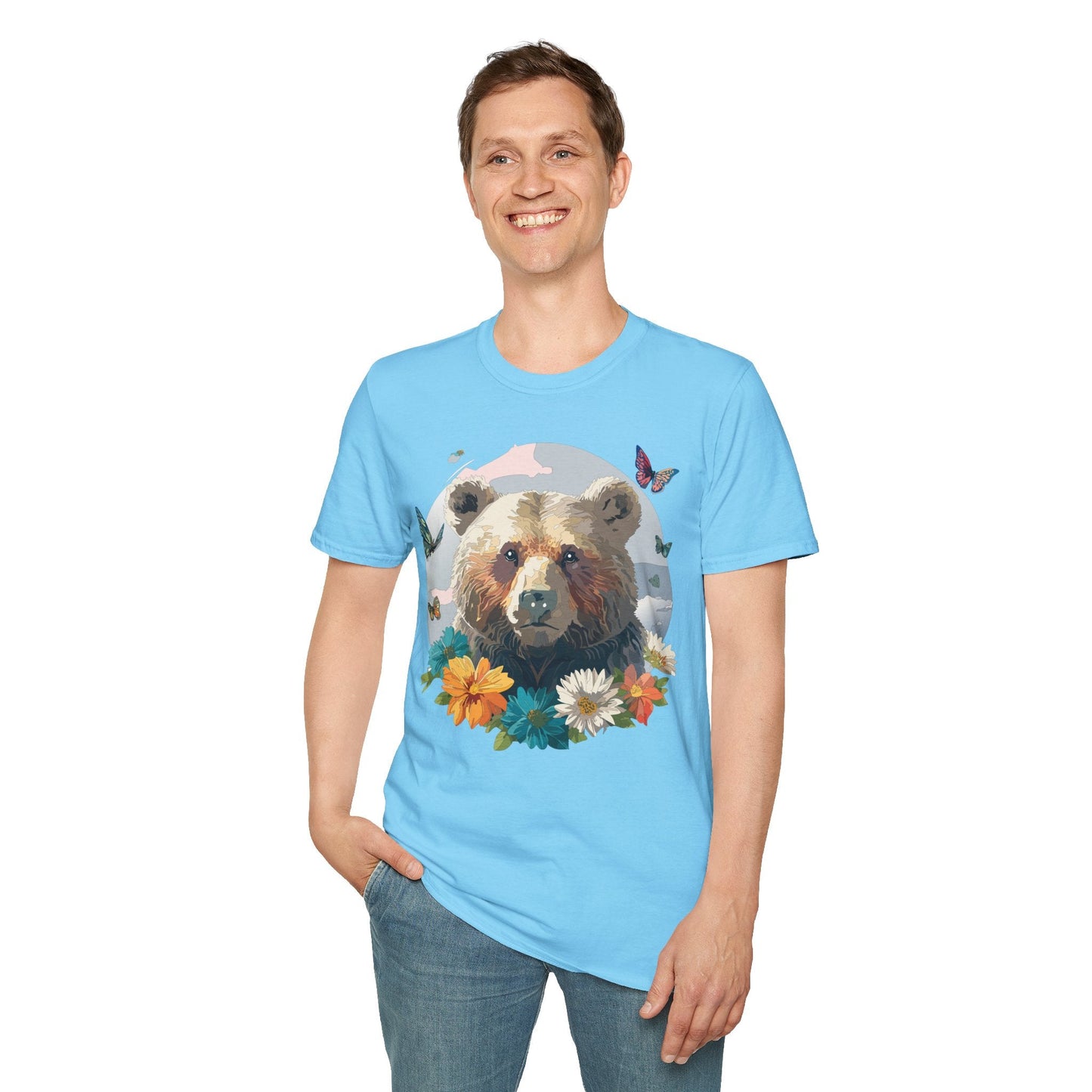 Bear T Shirt Unisex Gildan Softstyle Cotton Tee With Teddy Bear Design Lightweight Comfort