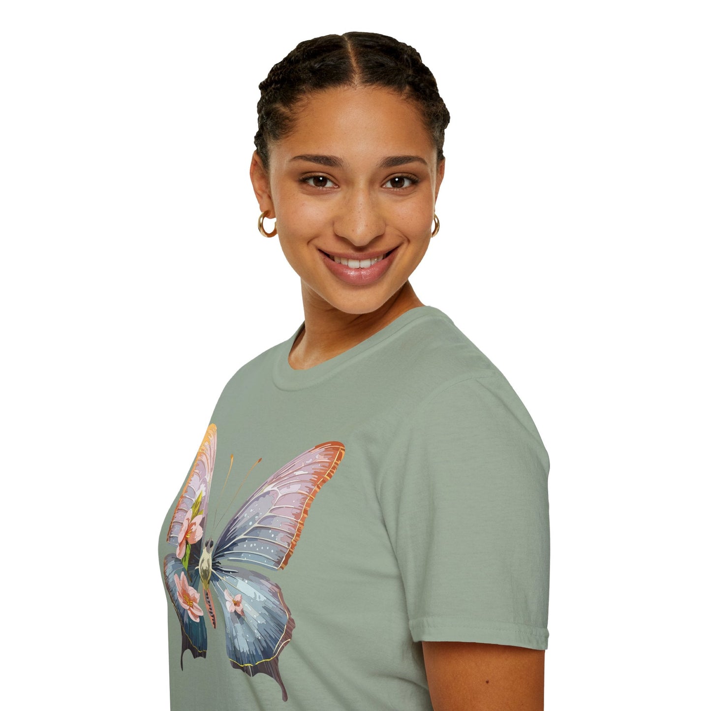 Butterfly Print T Shirt For Men Women Unisex Monarch Design Softstyle Cotton Tee