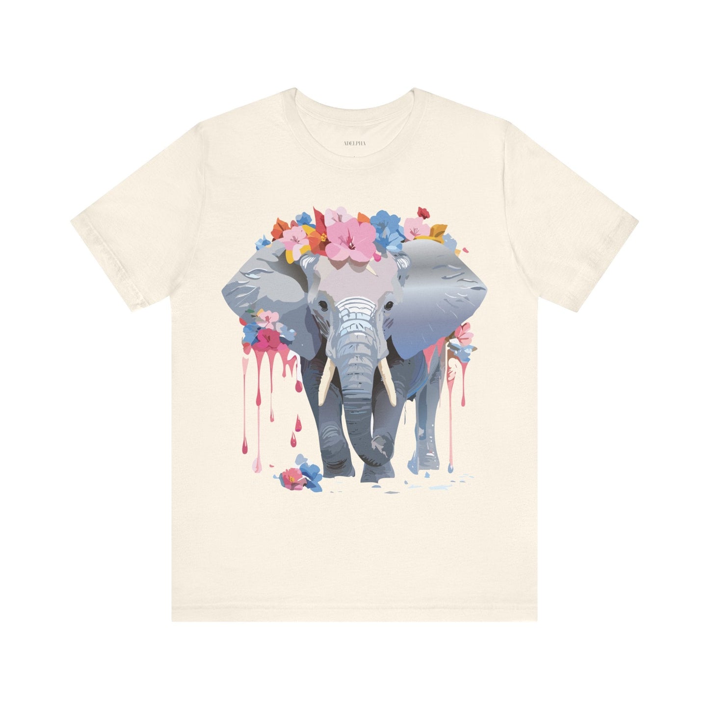 Elephant Graphic Tee Unisex Short Sleeve Jersey With Vintage Inspired Adelpha Artwork