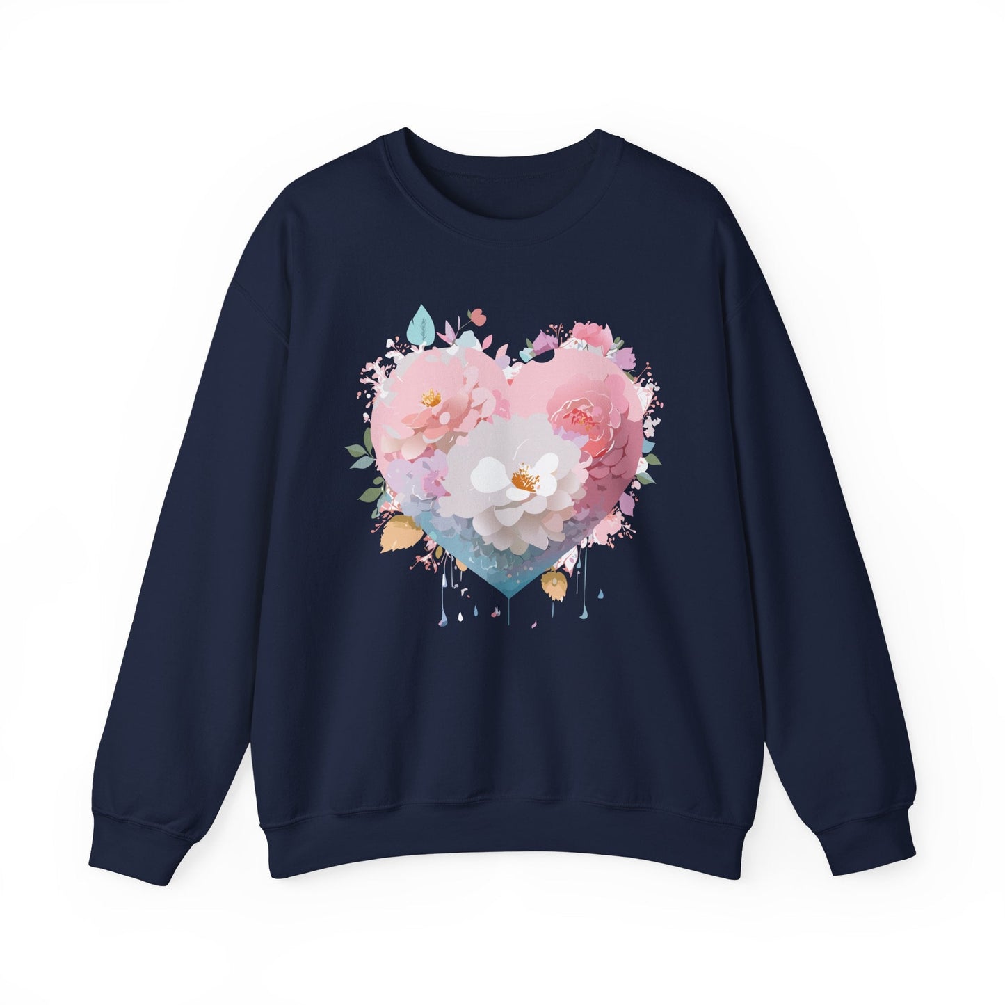 Unisex Floral Heart Sweatshirt For Valentines Day With Love Floral Print Crewneck