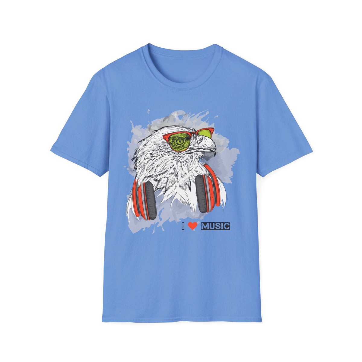 Eagle with Headphones T-Shirt Unisex Cotton Short Sleeves I Music Graphic Tee