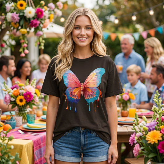 Butterfly Graphic Unisex Cotton Bella+Canvas Tee with Art Design n69