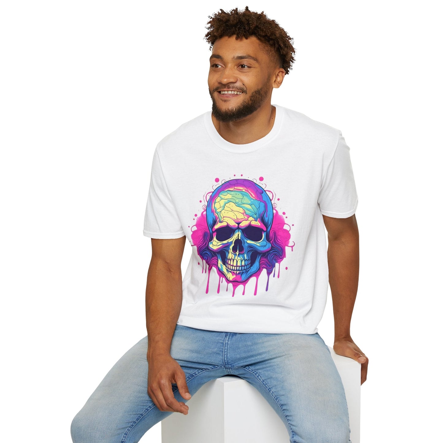 Skull Tee Shirt Unisex Skeleton Design Gildan Softstyle 64000 Ring Spun Cotton Tee