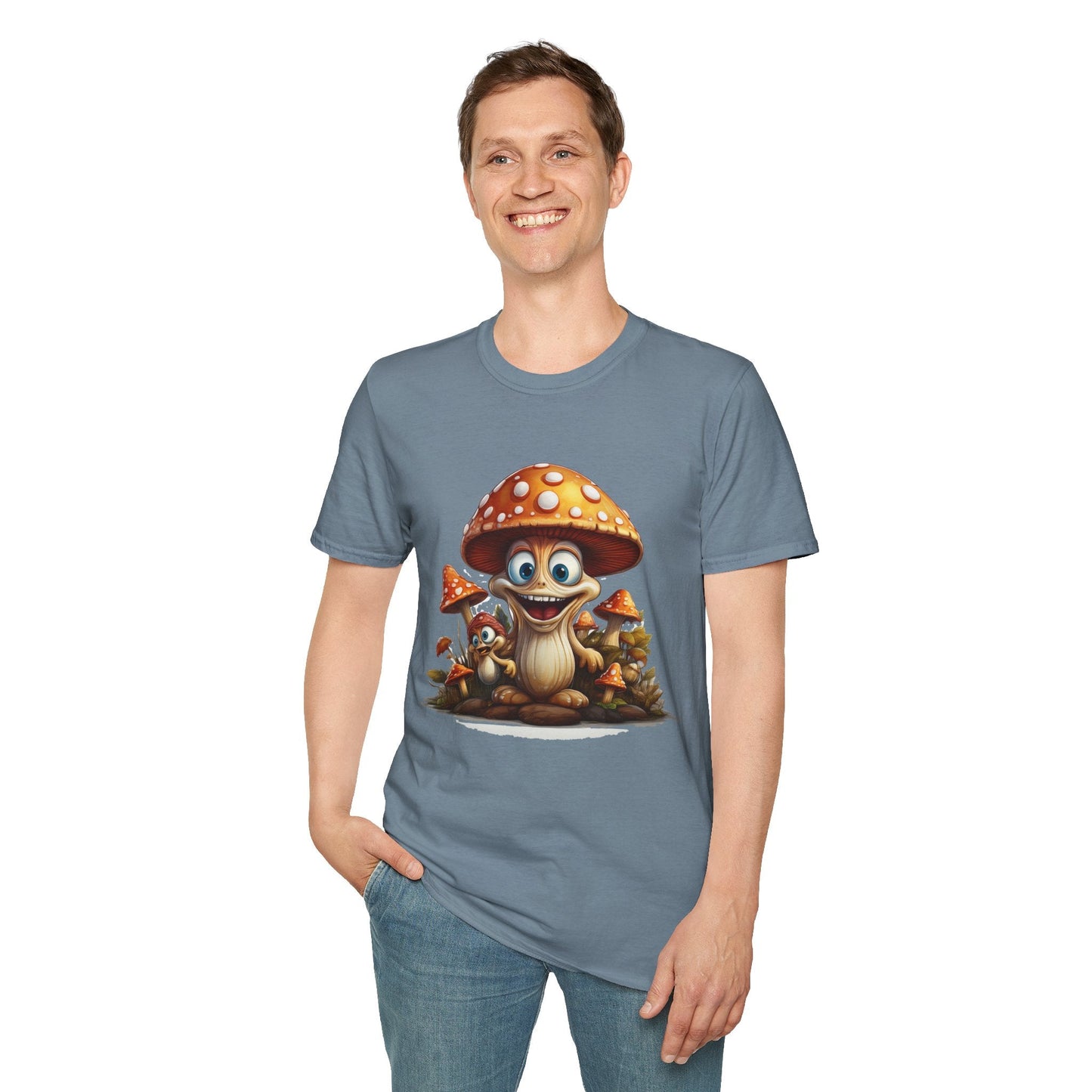 Funny Mashroom Graphic Unisex Softstyle Cotton With Cartoon Illustration Design 16
