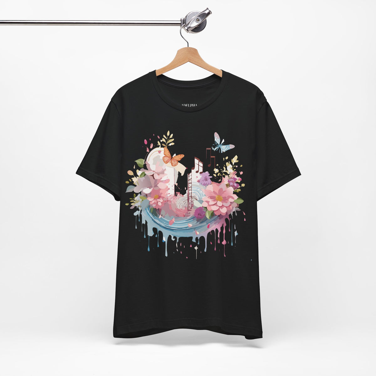 Music Graphic Unisex Cotton Bella+Canvas Tee with Art Design m86