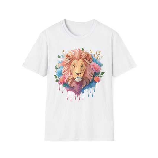 Lion Shirt Unisex Floral Lion Tee 100 Percent Cotton Softstyle Gildan 64000