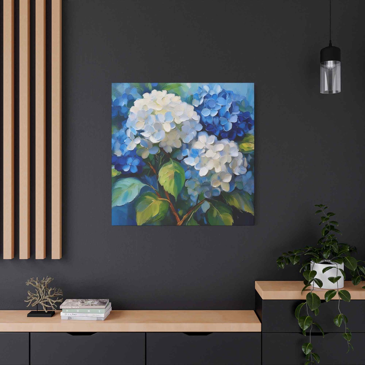 Hydrangeas Print Canvas, Flowers Oil Paint Print 20x20, 24x24, 30x30, 32x32, 36x36, Floral Art Design Print Non-Frame MC-31