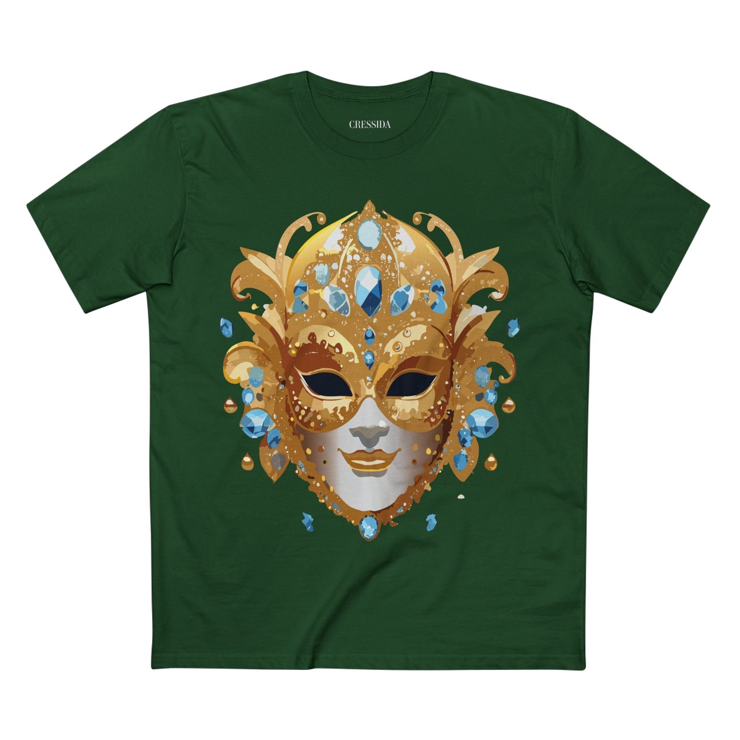 Carnival Mask Graphic T-Shirt Unisex 100 Cotton With Antique Gold Art Design Tee 21