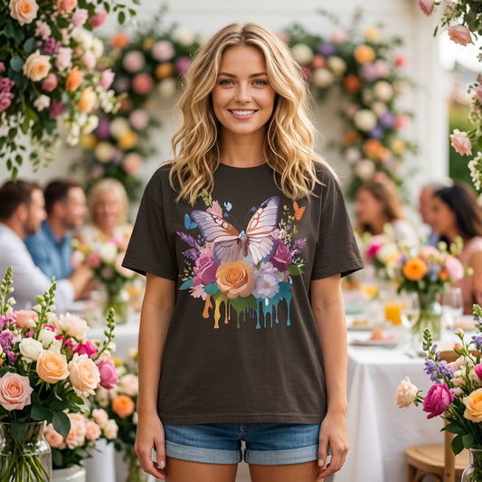 Butterfly Graphic Unisex Cotton Bella+Canvas Tee with Art Design n78