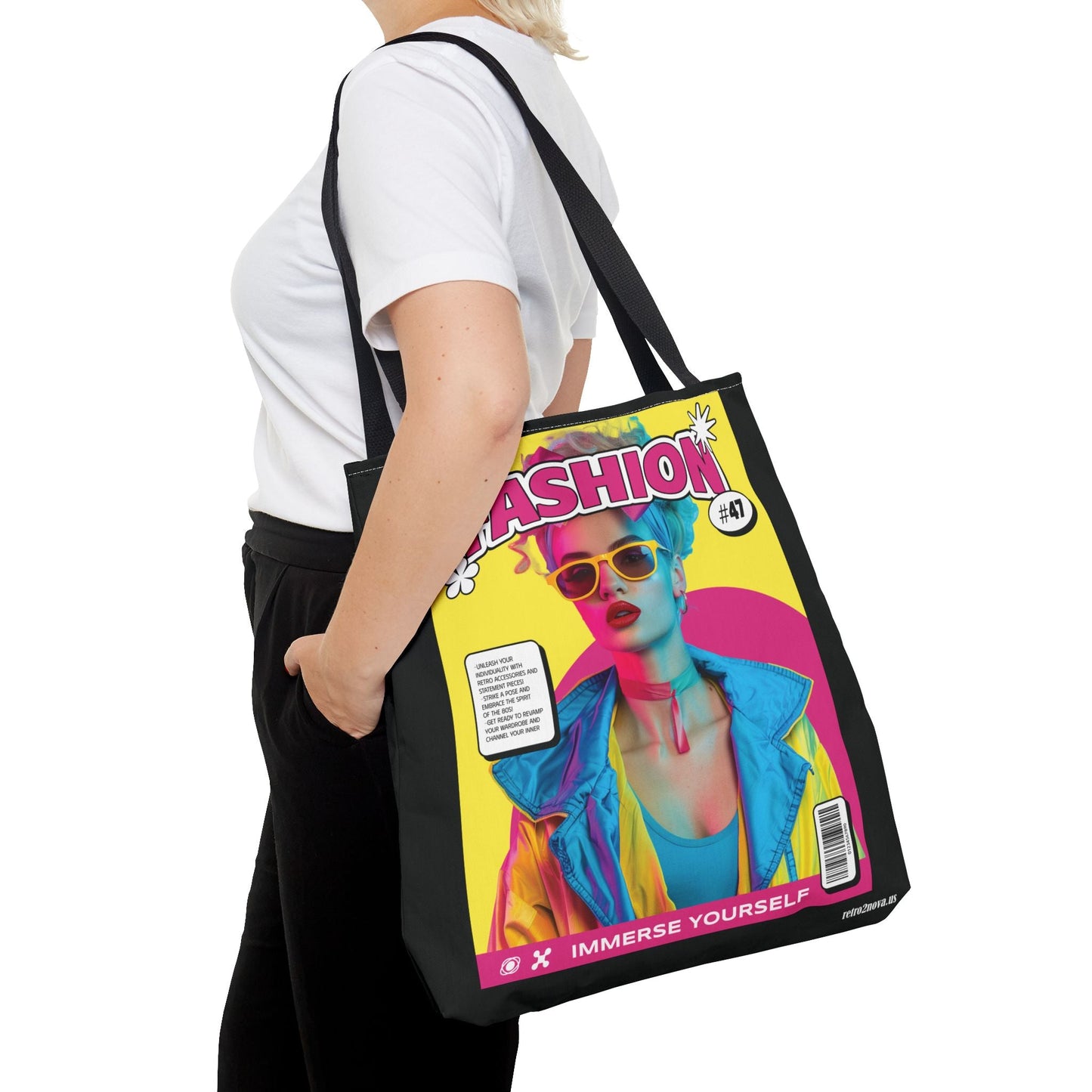 Magazine Cover Canvas Tote Bag for Everyday Use Stylish Durable Carryall Retro2Nova