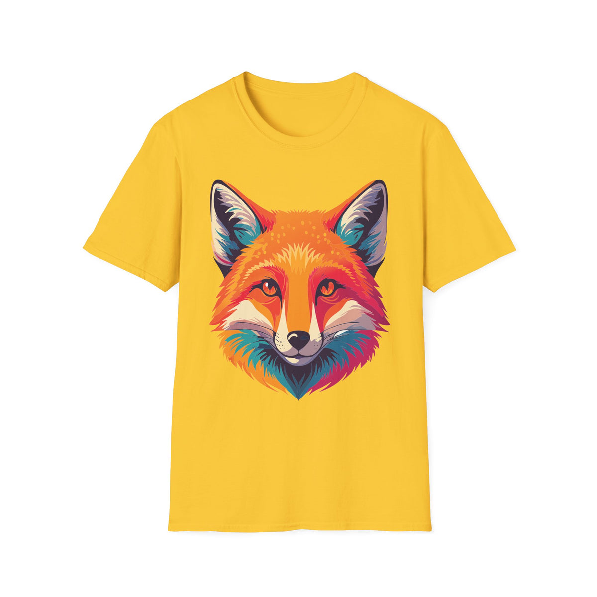 Colorful Fox Illustration T-Shirt | Vibrant Pop Art Fox Tee