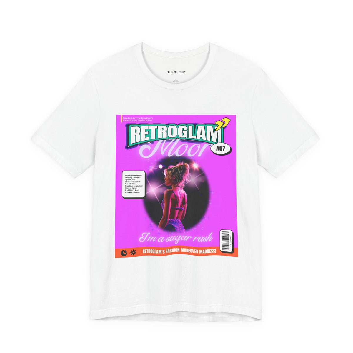 Magazine Cover Graphic Unisex Cotton Bella+Canvas Tee with Retro Poster ab27