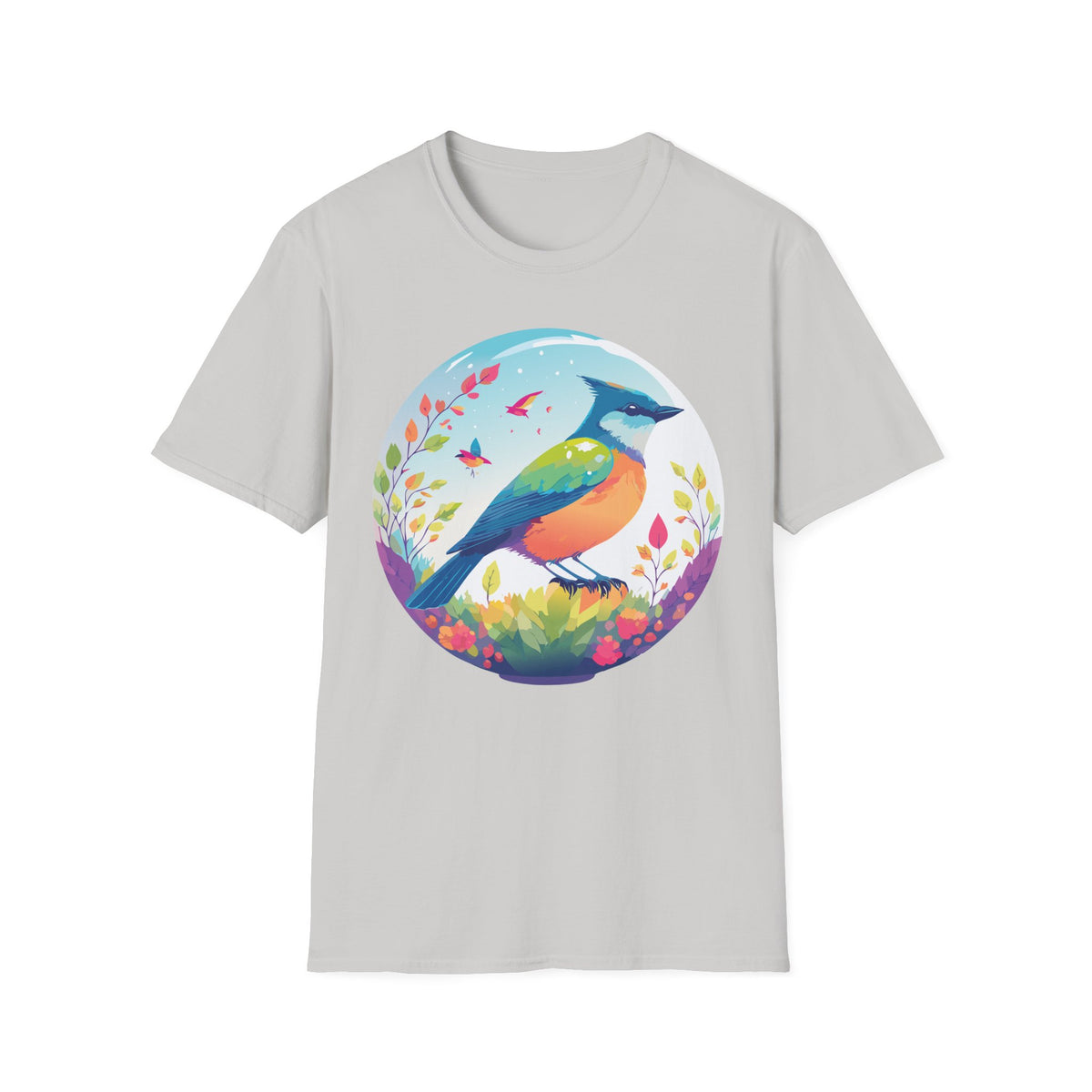Colorful Songbird Illustration T-Shirt | Vibrant Bird Art Tee