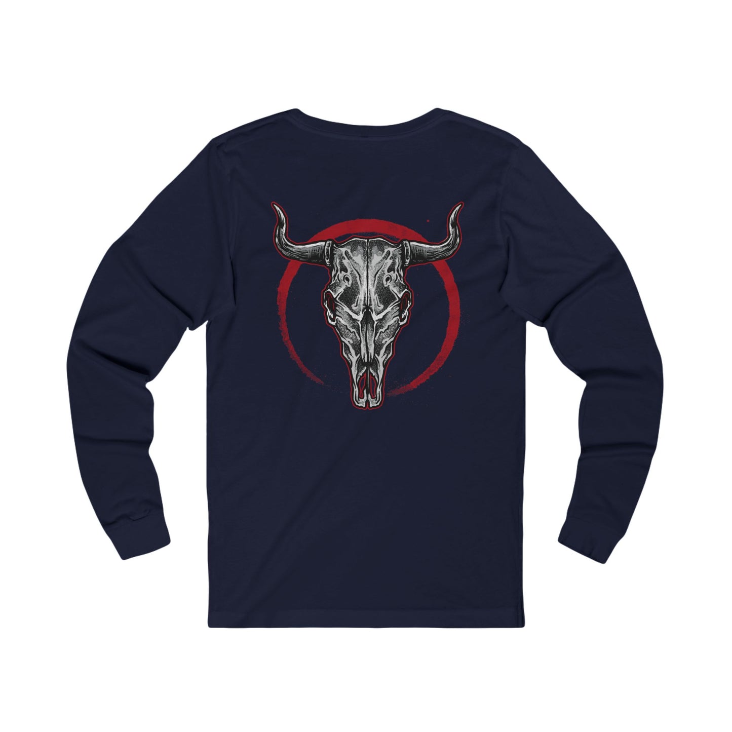 Biker Rally Unisex Bull Long Sleeve Tee, Bull Jersey Shirt, Biker Rally T-Shirts, Rodeo Art Design Tees Austin Texas T-Shirts