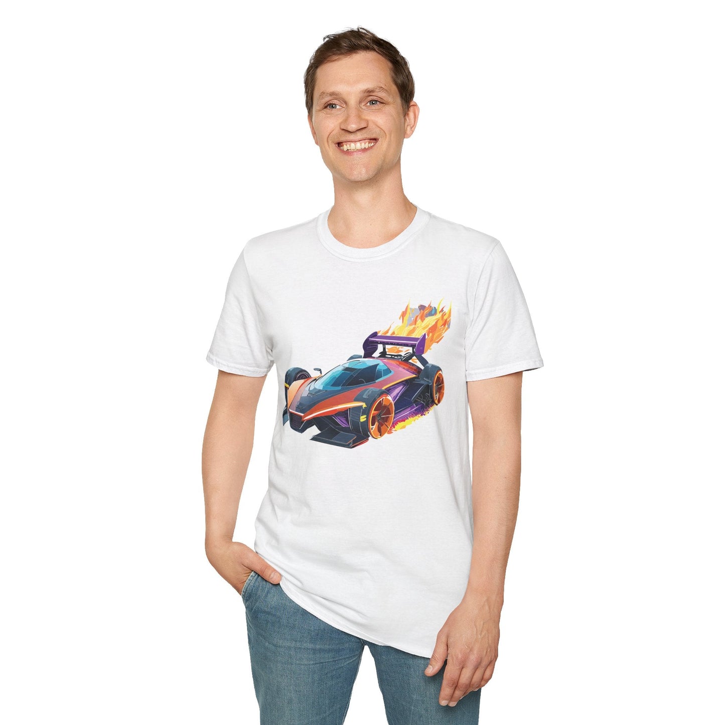 Unisex Car T Shirt Hot Wheels Graphic Tee Car Shirt Gildan Softstyle 64000 Cotton Tee