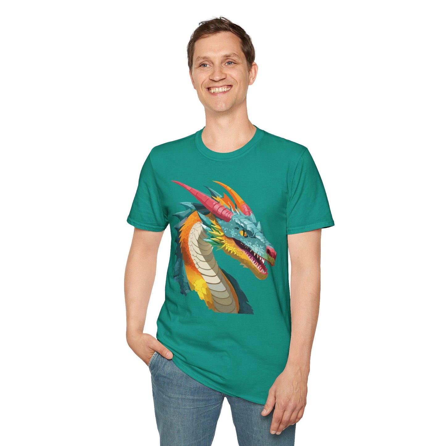Dragon Graphic Unisex Cotton Softstyle Art Design Tee With Animals 1