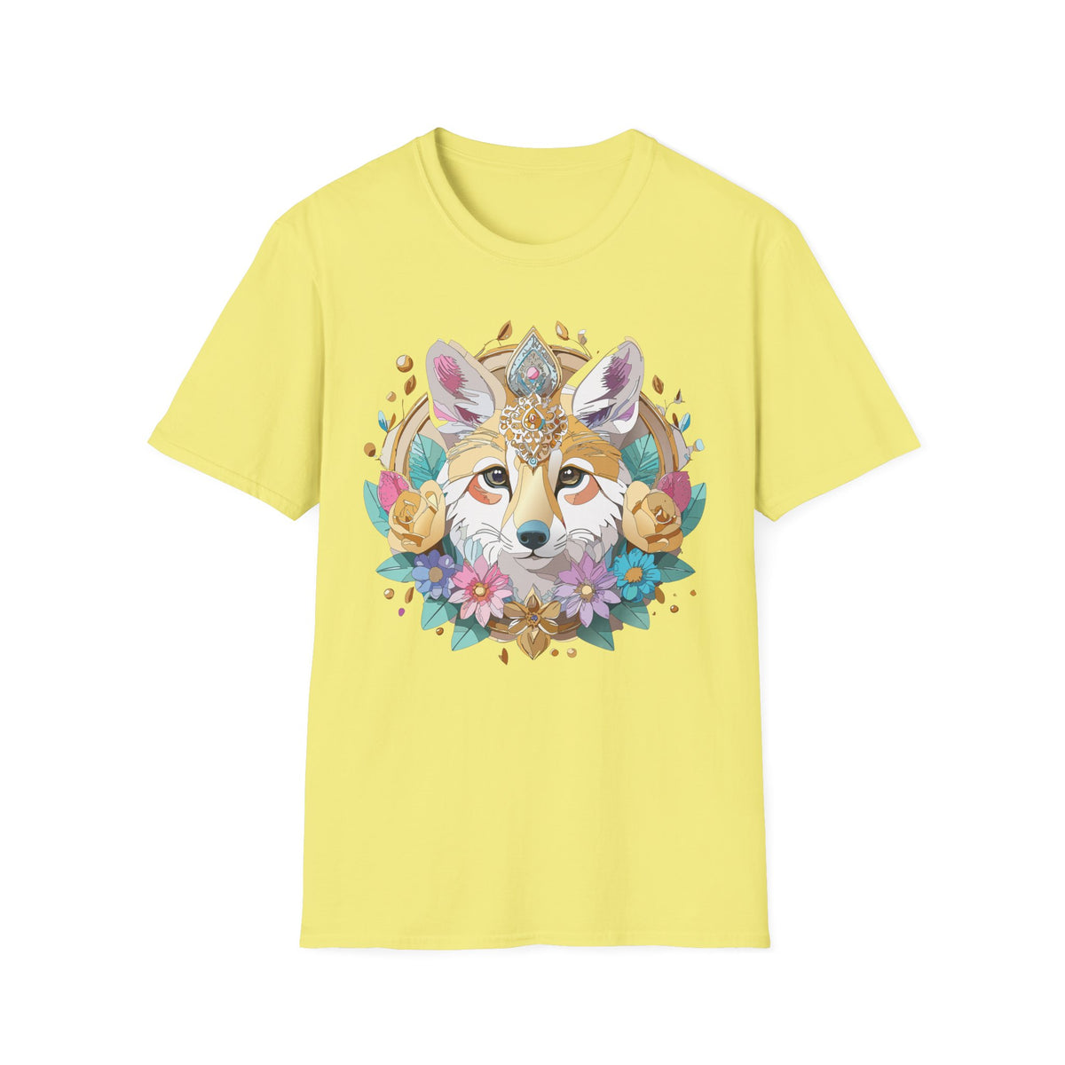 Boho Fox Face T-Shirt | Floral Mandala Fox Tee