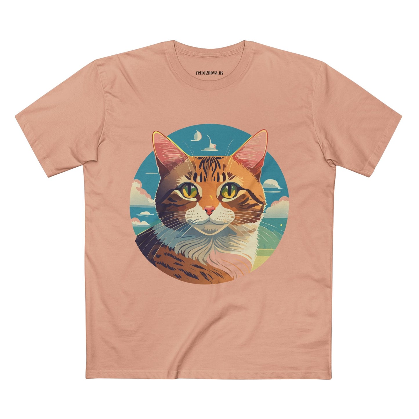 Unisex Premium Cotton Staple Tee With Original Cat Art Design Featuring Retro2Nova Logo And Everyday Comfort