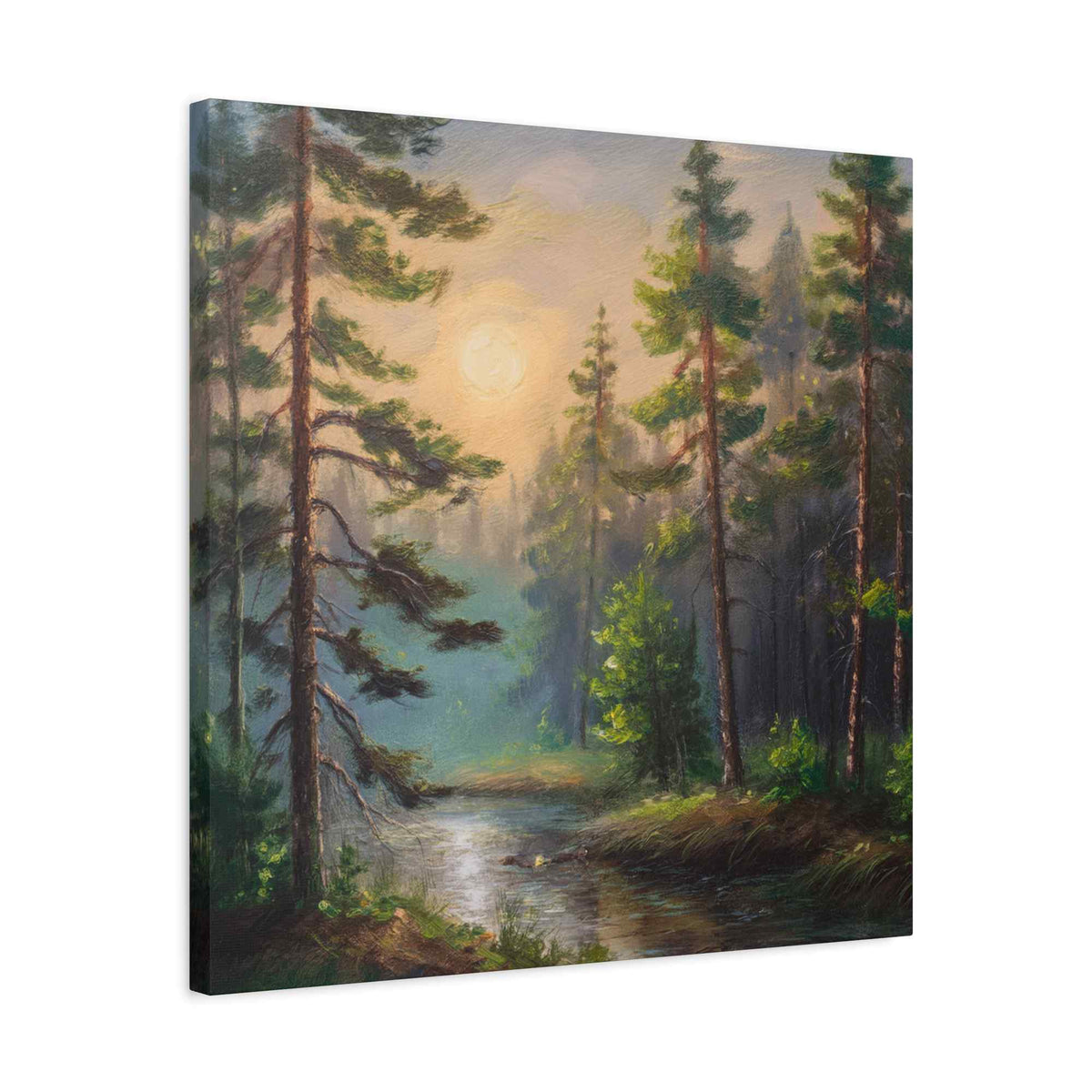 Forest Print Canvas, Trees Oil Paint Print 20x20, 24x24, 30x30, 32x32, 36x36 Art Design Print Pine-Wood Inner Frame MC-74
