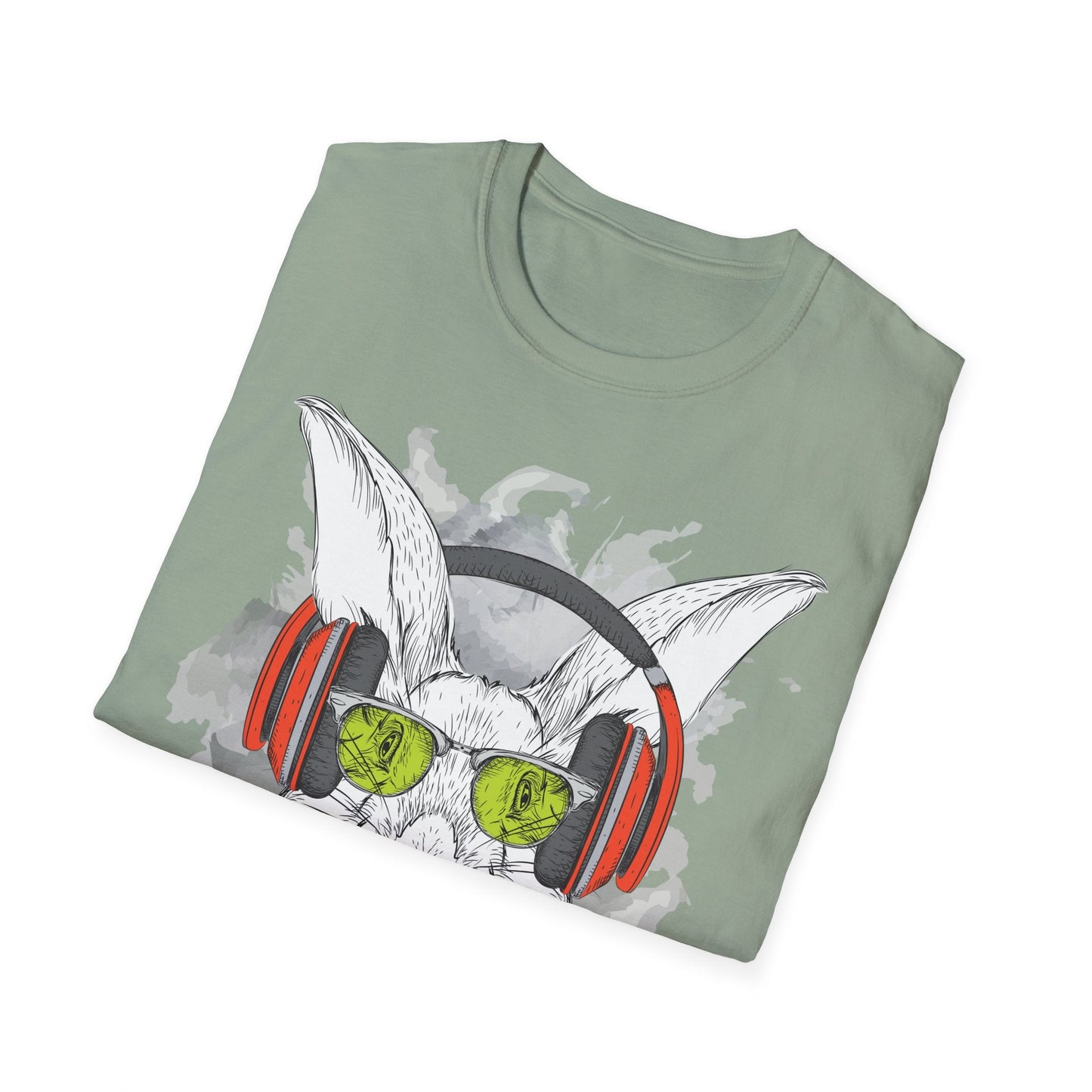 I Love Music Animals Shirt With Headphones Unisex Softstyle Tee 100 Percent Ring Spun Cotton