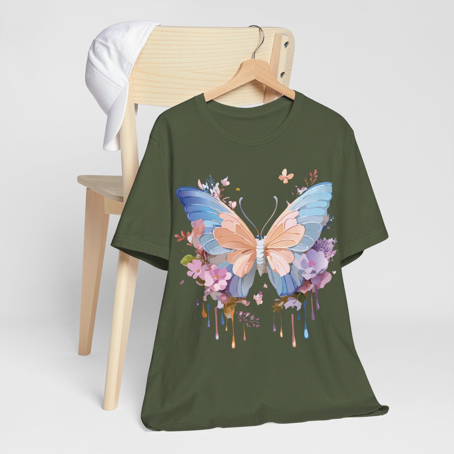 Butterfly Graphic Unisex 100 Cotton Lightweight Vintage Floral Design Jersey Tee 2