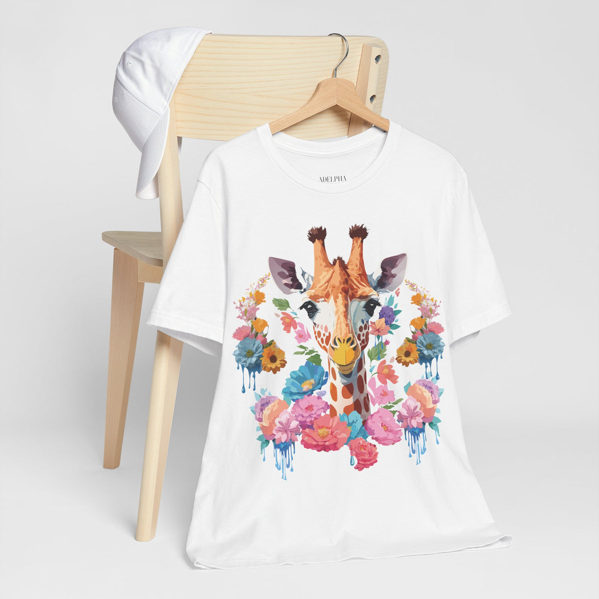 Giraffe Graphic Unisex Cotton Bella+Canvas Tee with Art Animal Design e23