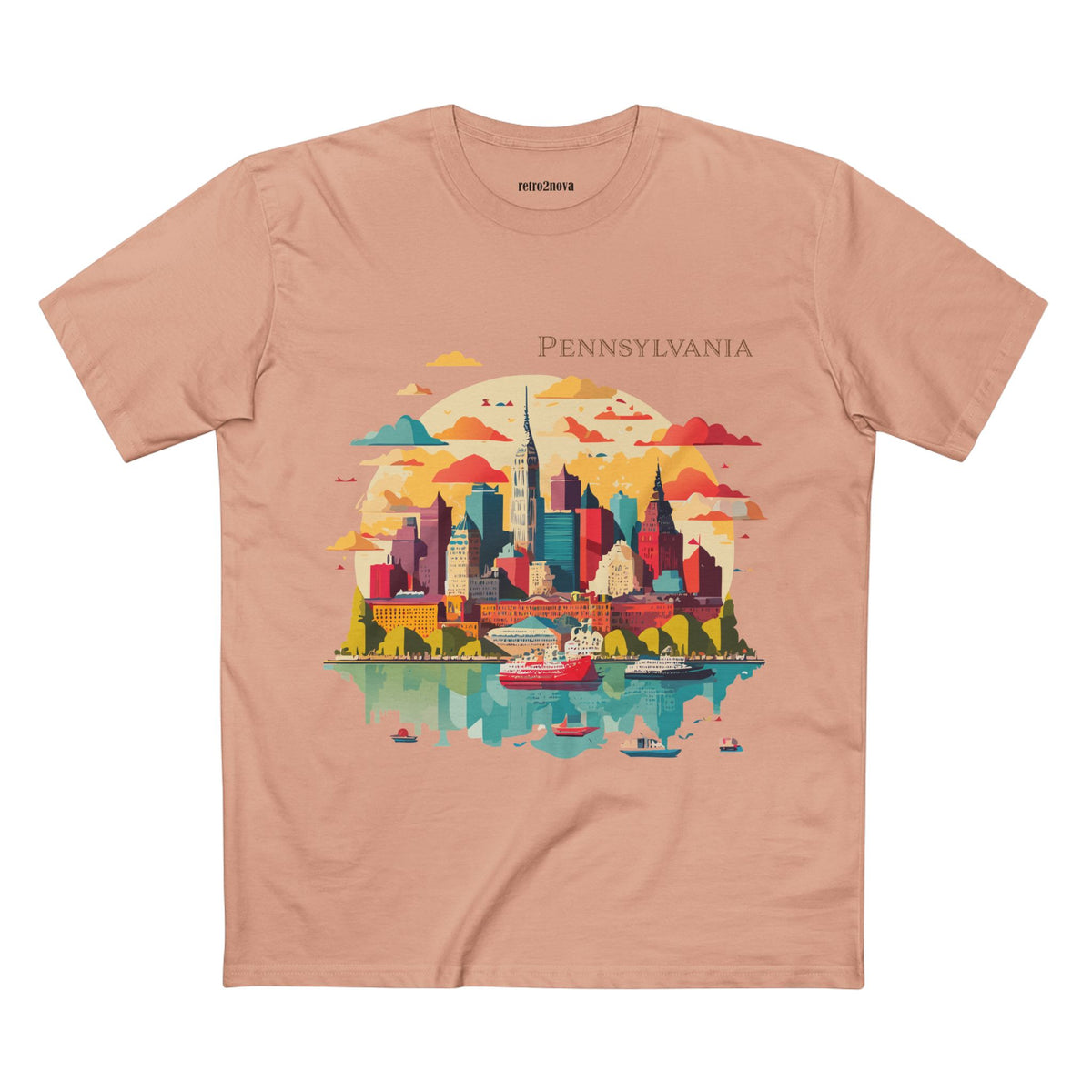 Pennsylvania Skyline tee | Cityscape illustration, river reflection