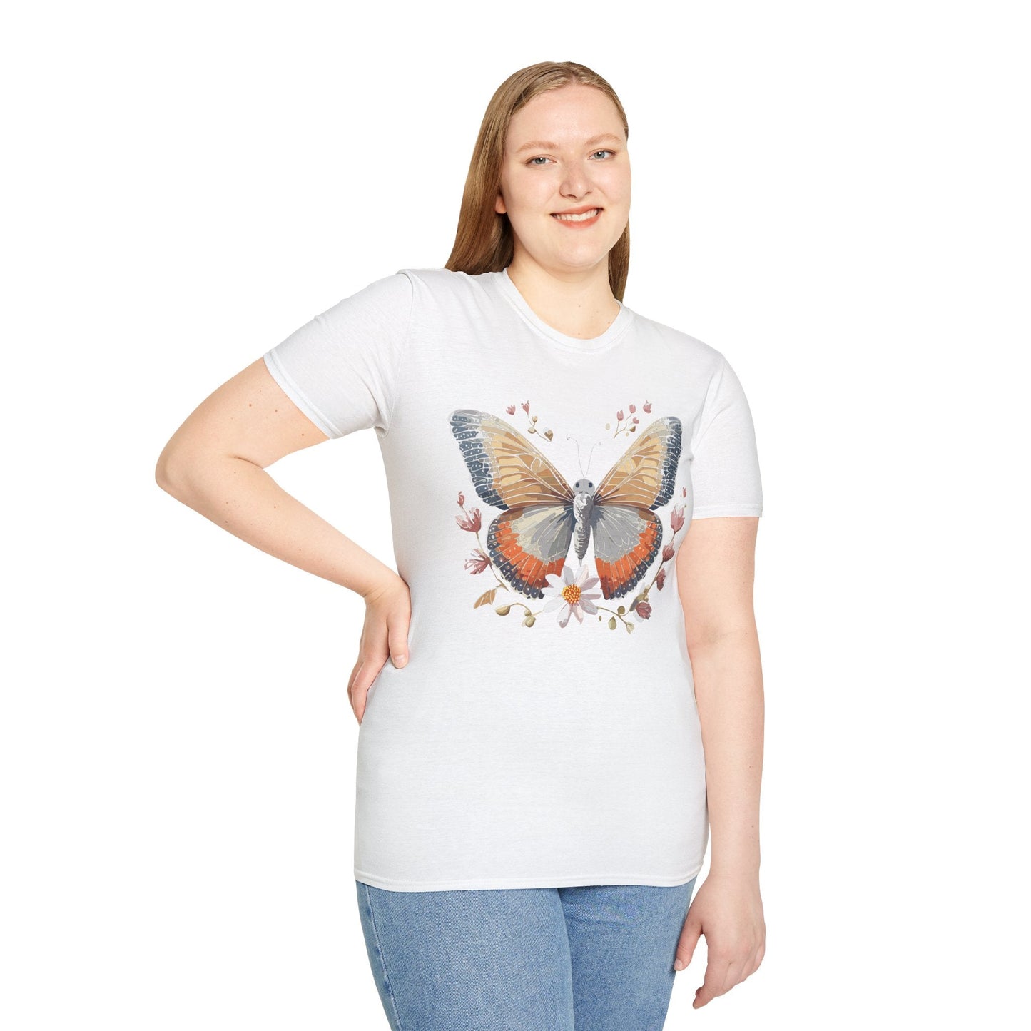 Unisex Butterfly T Shirt Softstyle Gildan 64000 Comfortable Durable Tee For Everyday Wear