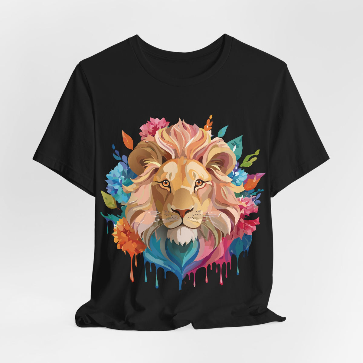 Lion Graphic Unisex Cotton Bella+Canvas Tee with Art Animal Design e42