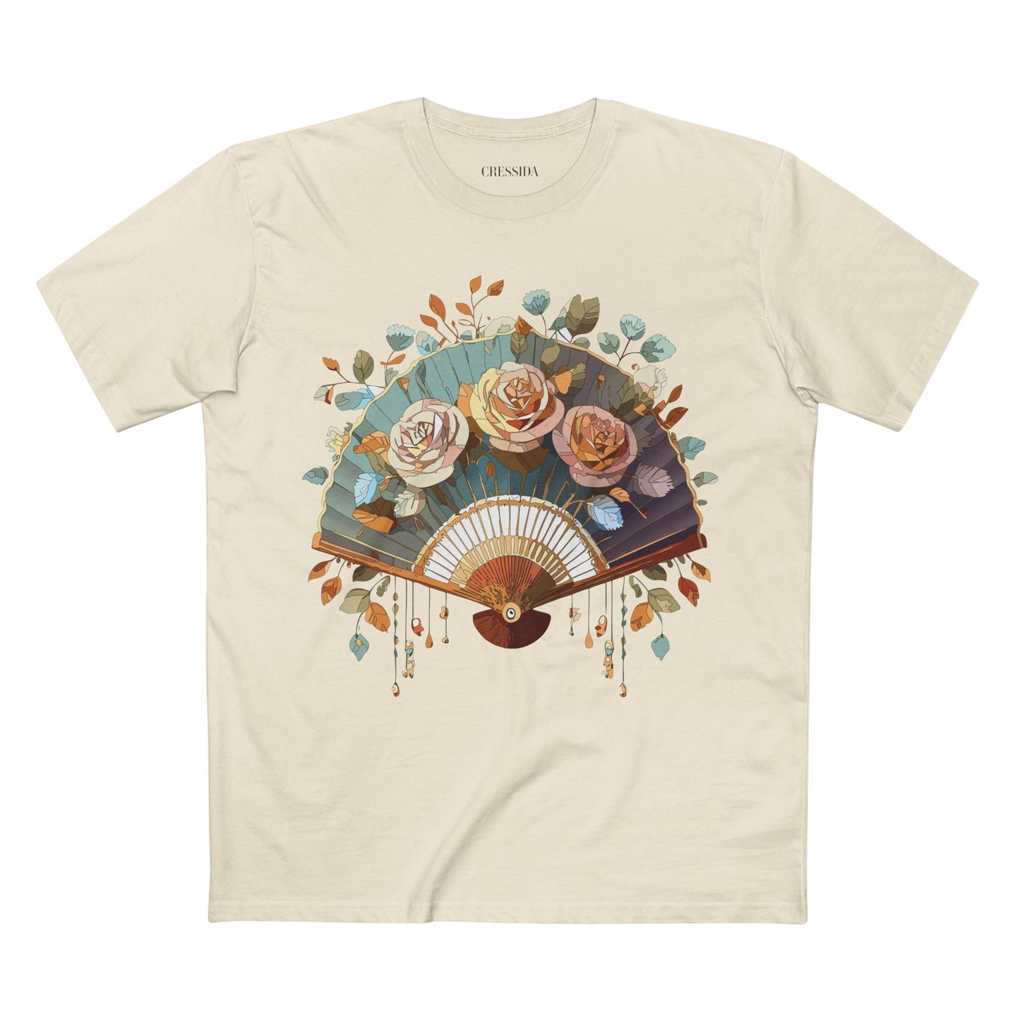 Antique Fan Graphic Design T-Shirt Unisex 100 Cotton Floral Carnival Artwork Tee 5