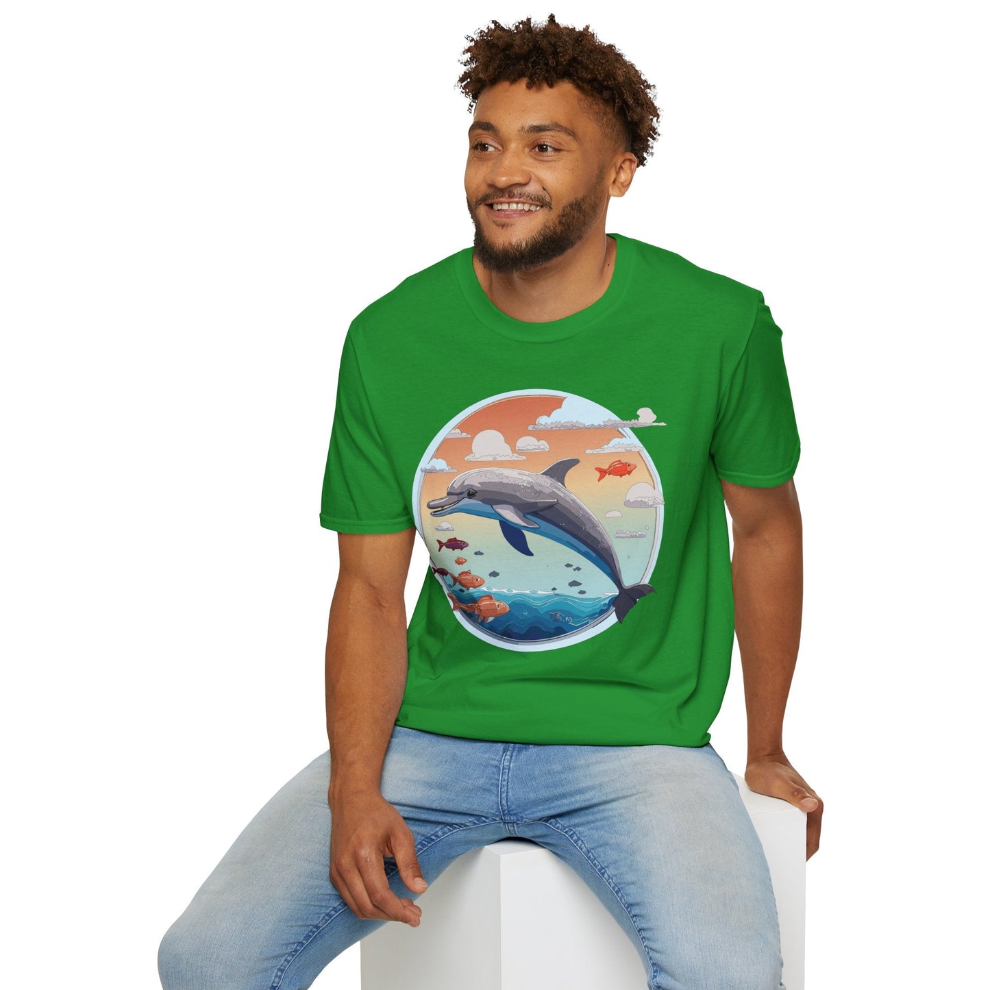 Dolphin Shirt Unisex Gildan Softstyle Cotton Tee For Men Women Dolphin Fish Animal Shirt