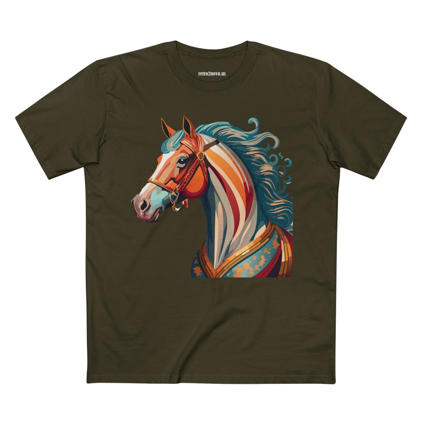 Horse Animal Shirt Unisex Premium Cotton Tee With Original Art Design From Retro2Nova Soft Breathable Art Collection