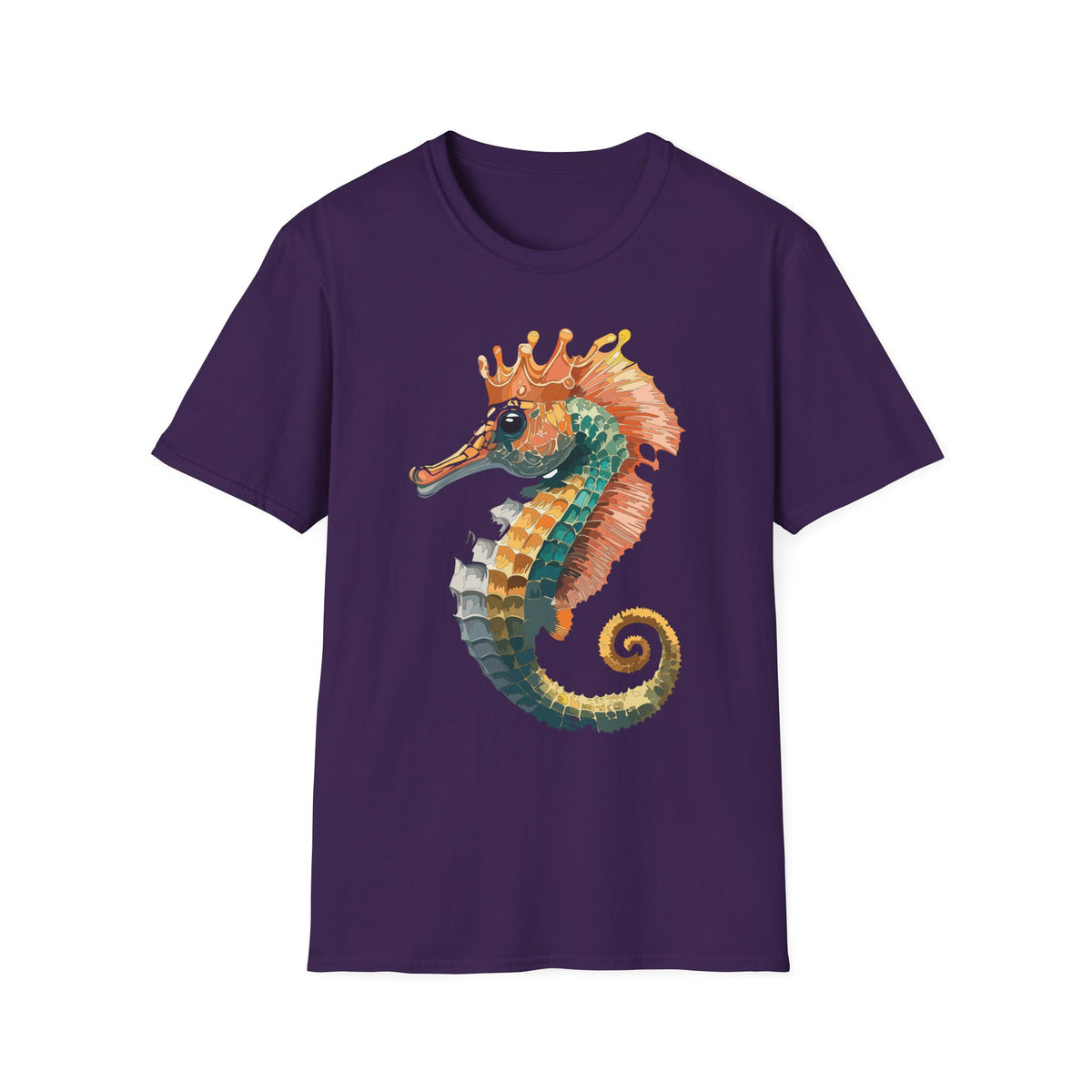 Watercolor Seahorse Crown T-Shirt | Colorful Ocean Art