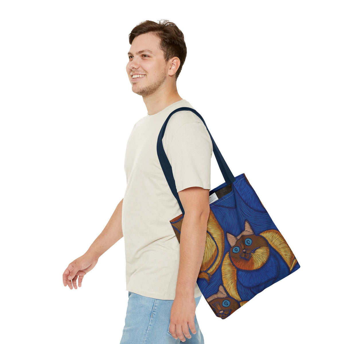 Denim Fabric Imitation Print Unisex Canvas Bag Poly Spun 3 Sizes Tote Bag 190-8